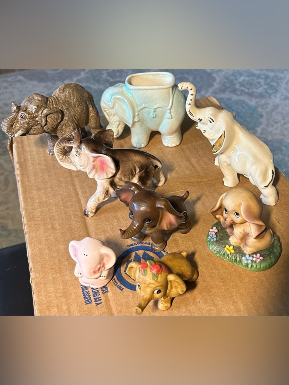 8 a Assorted Ceramic Elephant Figurines - Multicolor Set